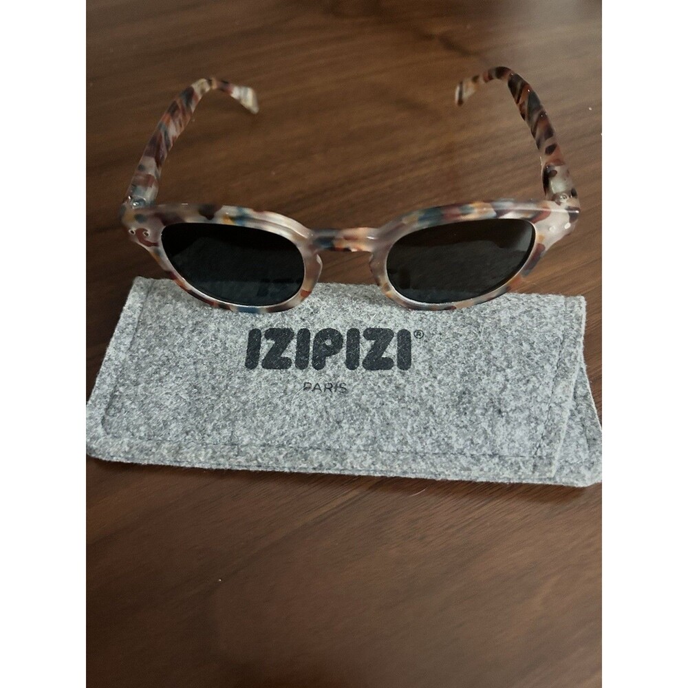 IZIPIZI Round Sunglasses Tortoise Shell Multicolor Frame Gray Polarized Lenses
